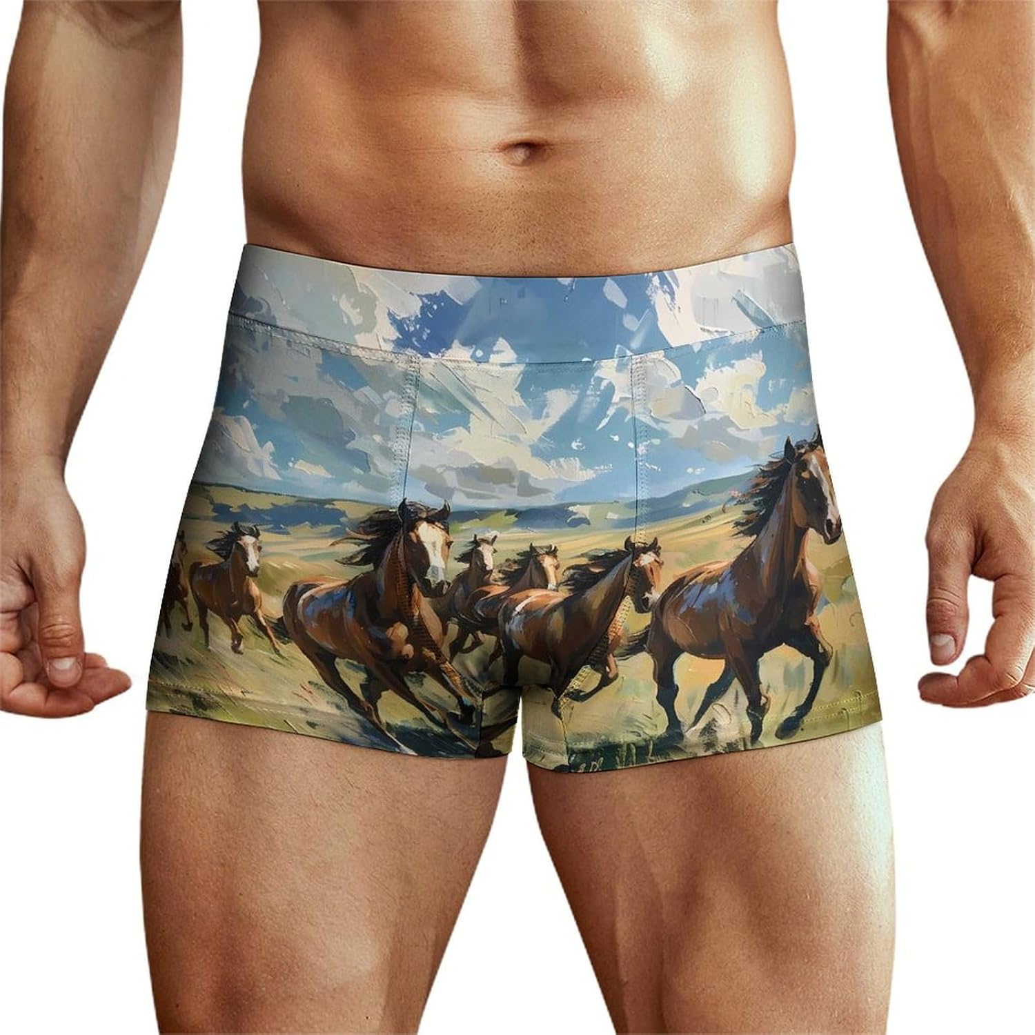 Wild Horses Galloping Men's Underwear Boxers Briefs for Men Stretch Shorts