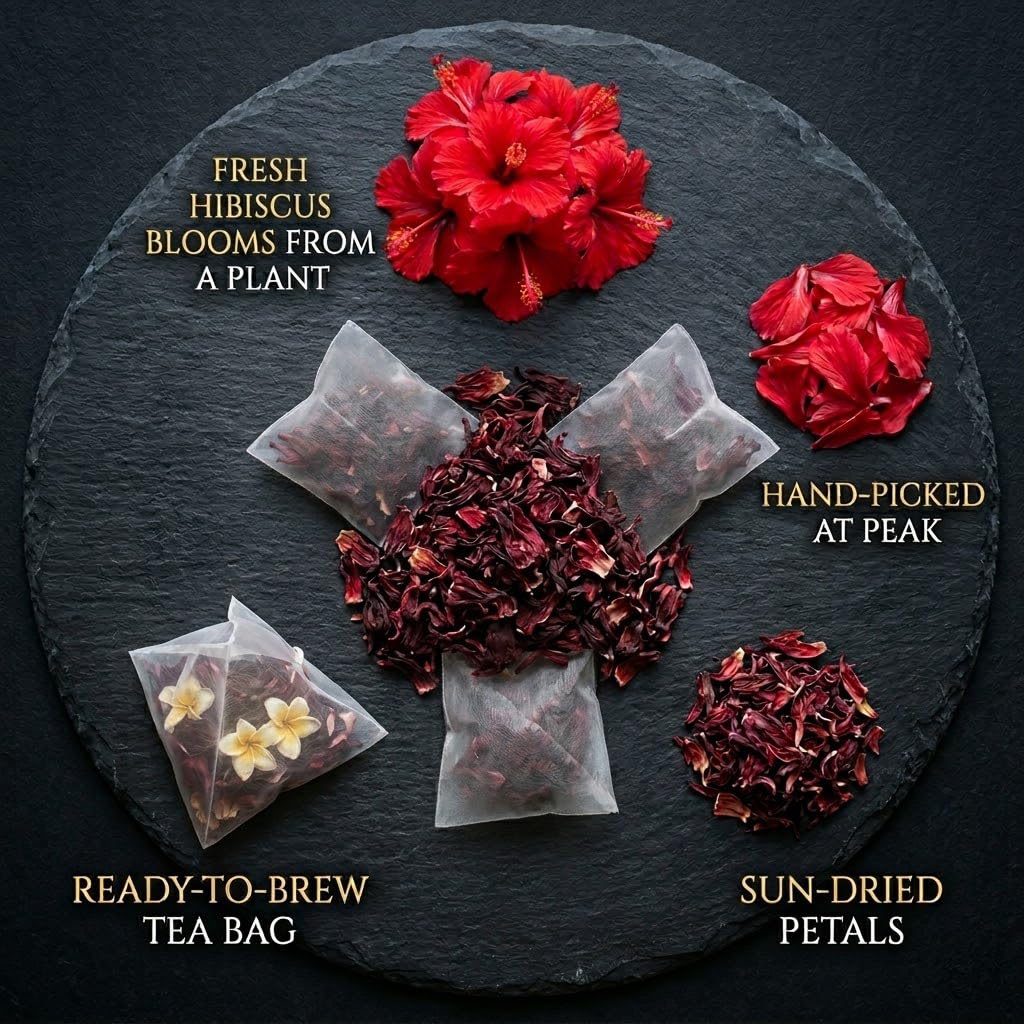 Hibiscus Tea, Pipi Organic Hibiscus Tea Bags - 30 Count Individually Wrapped,100% Natural Organic Hibiscus Tea Bags Caffeine-Free, Non-GMO Herbal Tea - Rich Sweet-Tart Flavor for Hot & Iced Tea