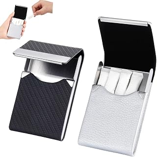 2 Pack Metal Pouch Container Anti Lost Aluminum Alloy PU Case Pouch Holder for Business Card Wallet Pocket Travel Organizer