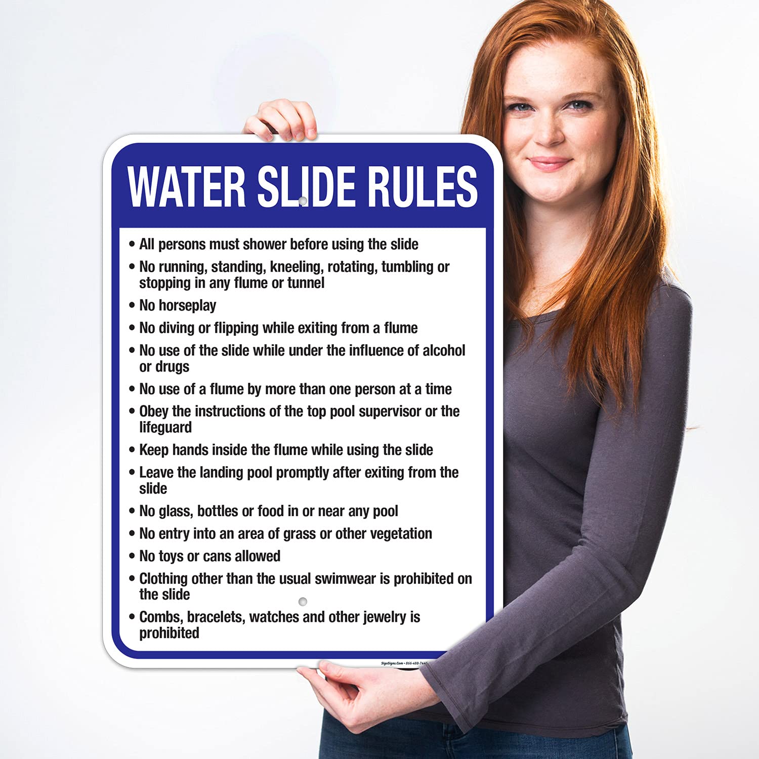 Nevada Water Slide Rules Sign, Complies with State of Nevada Pool Safety Code, 18x24 Inches, Rust Free .063 Aluminum, Fade Resistant, Made in USA