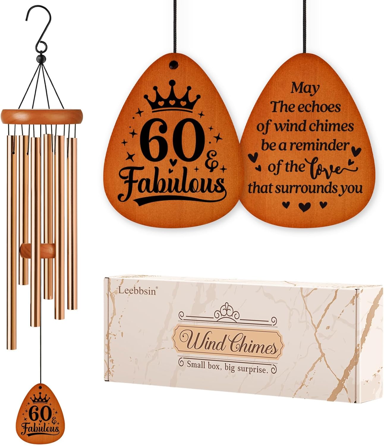 Leebbsin Birthday Gifts for Women, 70th Birthday Gifts Wind Chimes, Happy 70 Years Old Gift for Women Friendship, Best Friends, Coworker, Sister, Mom, Wife, Best Gift Ideas-Large 36''