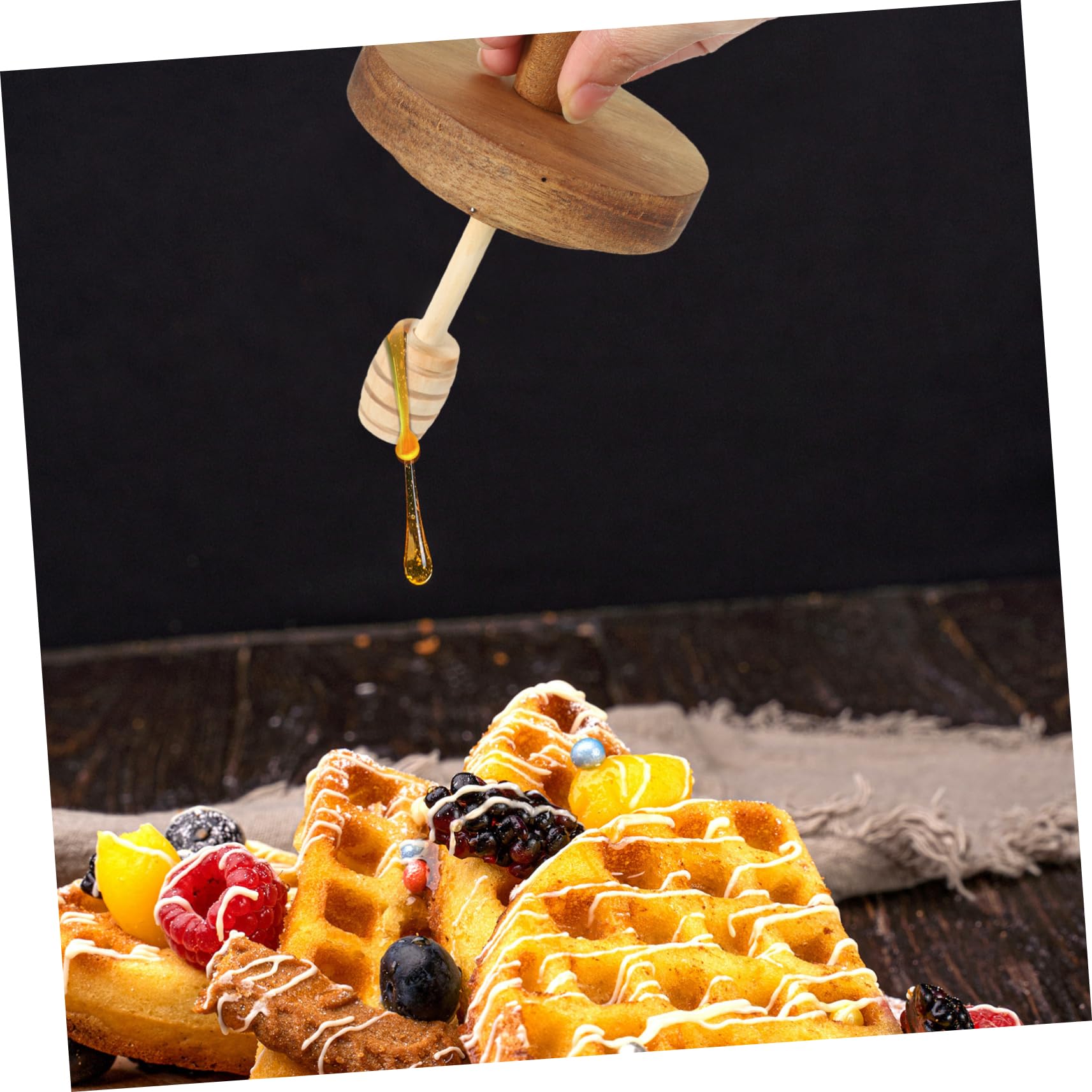 Ciieeo Glass Honey Jar with Wooden Dipper Kitchen Syrup Dispenser Craftsmanship for Honey Jam Sugar Storage for Home Decor