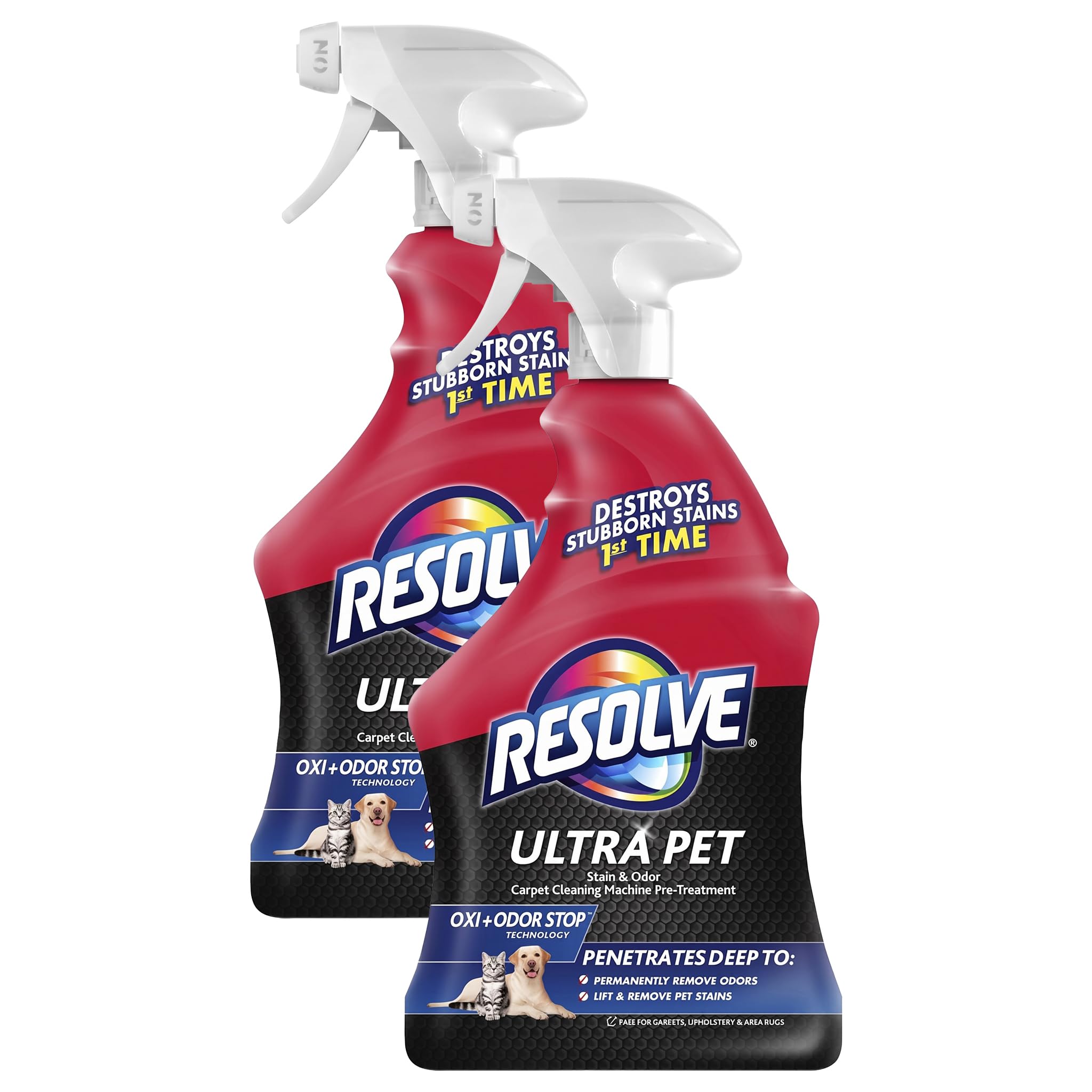 Resolve Ultra Pet Odor and Stain Remover Spray – Carpet Cleaner for Cat and Dog Urine and Poop, 32oz (Pack of 2)
