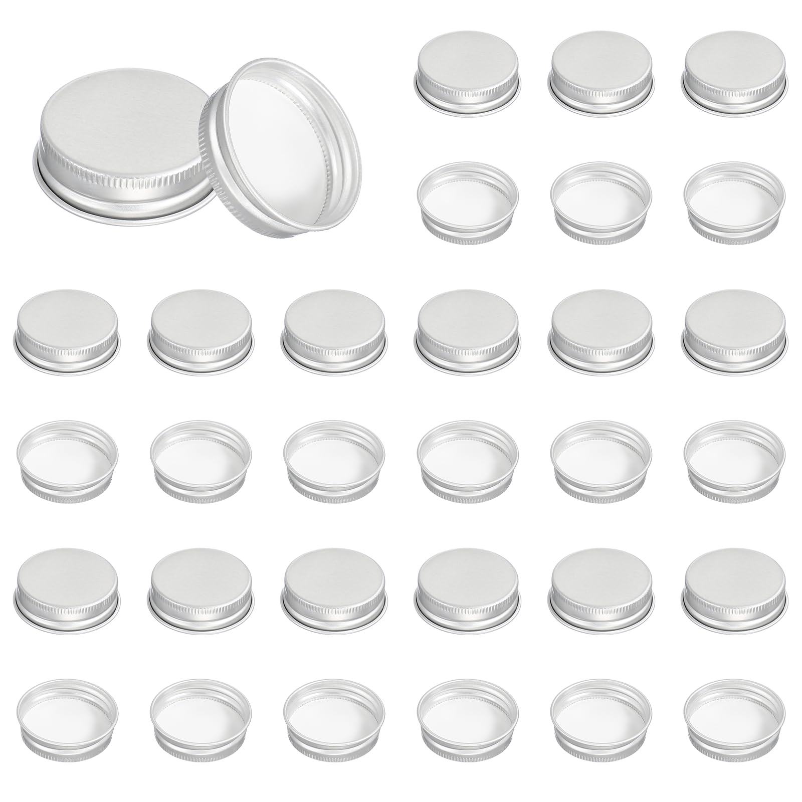 PATIKIL 38mm Metallische Runde Schraubdeckel 36 Stück Aluminium Mason Jar Deckel Schraubverschlüsse Für Labor Haushalt Aufbewahrungsgläser Gallonenkannen Glas Snackbehälter Silberfarben