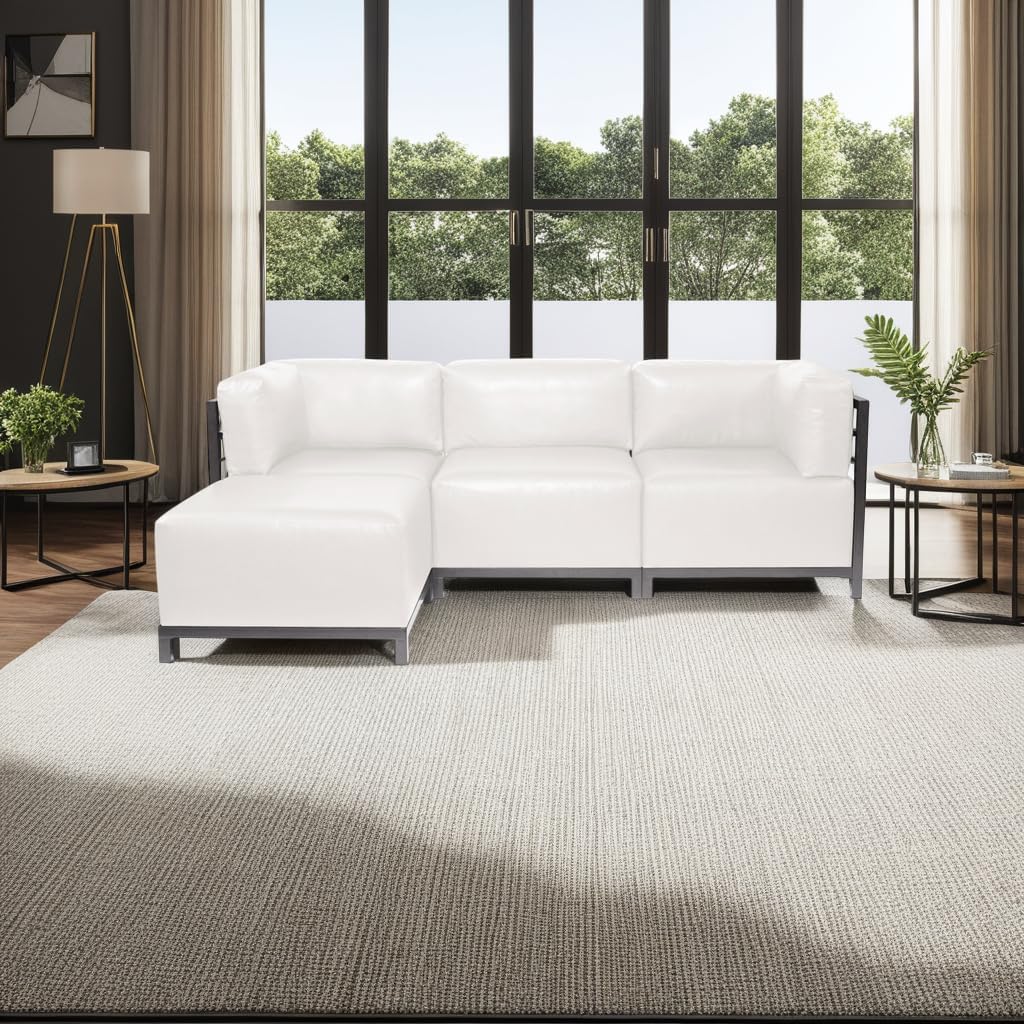 Howard Elliott Collection Axis Ottoman Replacement Cover for Howard Elliott Axis Chair, 100 Percent Polyester Fabric Furniture Cover for Indoor or Outdoor Use, Patio and Home Accent, Avanti White