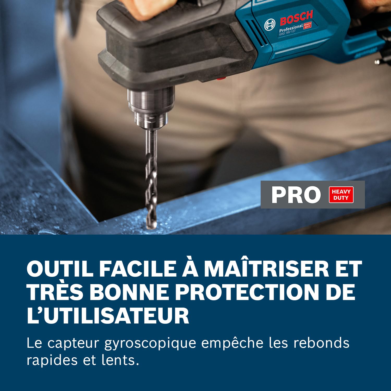 Bosch Professional perceuse d’angle sans-fil GRD 18V-127 65 Nm moteur sans charbons 2 vitesses 1800/550 tr/min