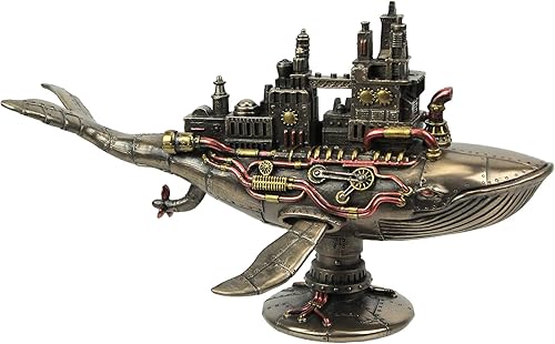 Miniatura 1 de Veronese Design 6 7/8 pulgadas Steampunk cincuenta y dos hertzios galáctica colonia espacial ballena resina fundida en frío Estatua de acabado de