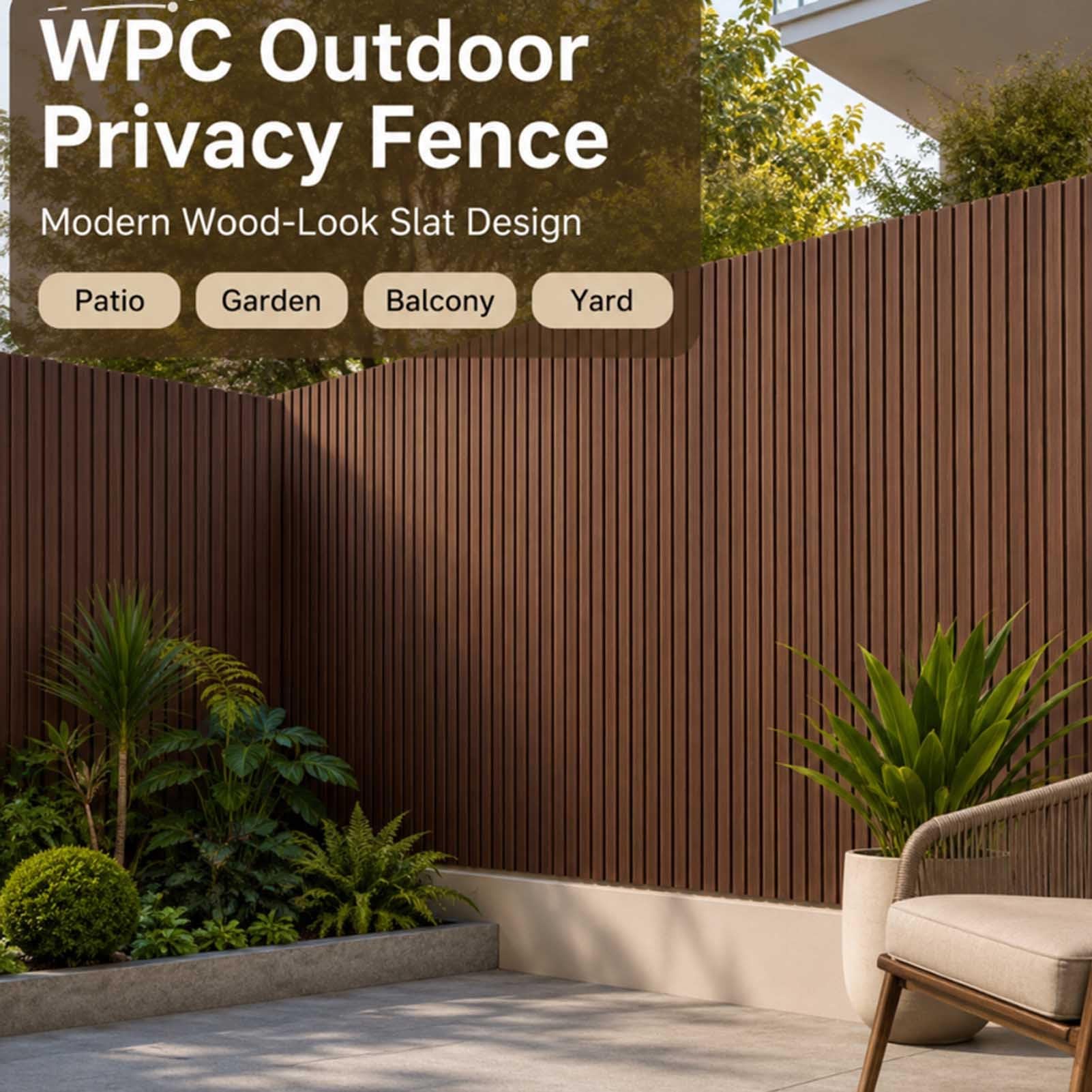 Paneles Pared 3D Efecto Madera para Exteriores Revestimiento Decorativo Lamas WPC Impermeable Ideal para Patios Jardines — Cero Mantenimiento 20 Cm Ancho(20x50cm/7.87 X19.69IN)