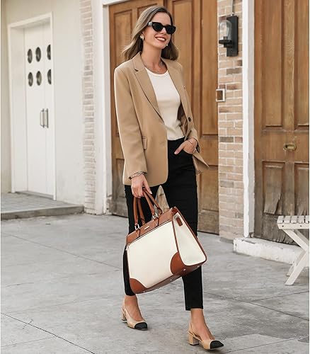 Miniatura 2 de CLUCI Maletín de cuero para mujer, 15.6 pulgadas, portátil, computadora de negocios, bolso de trabajo para mujer