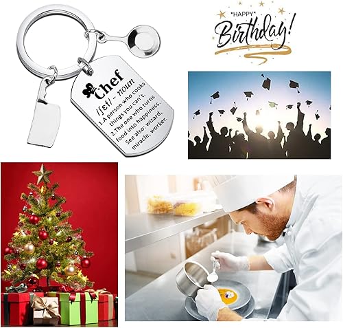 Miniatura 7 de Gzrlyf Llavero de chef con definición de chef, regalos culinarios para cocineros, regalo de agradecimiento al chef, regalos de escuela culinaria