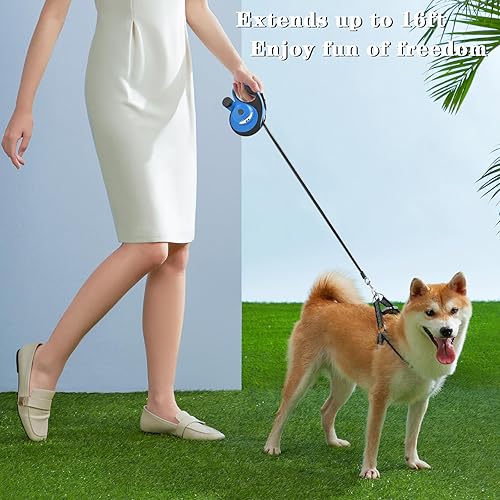 Miniatura 7 de Correa retráctil para perro con luz, correas de 16 pies con bolsa de excrementos y soporte, un botón de rotura y bloqueo, 360 sin enredos, agarre