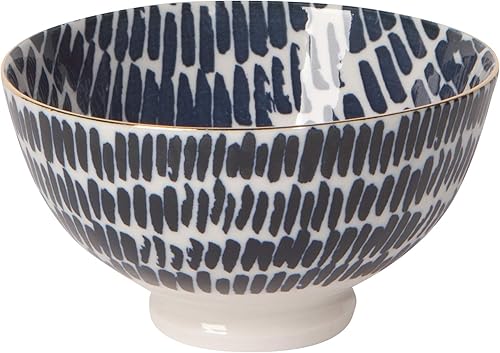 Now Designs Shibori Dash - Cuencos de porcelana estampados de 4 pulgadas, juego de 6