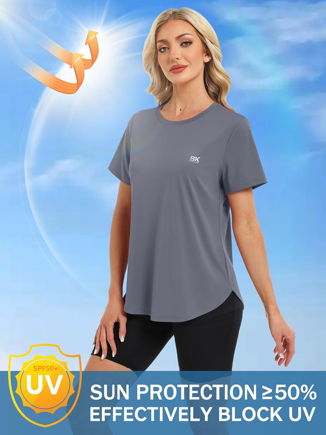 Womens Workout Tops Lightweight UPF 50+ Quick Dry for Hiking Running Shirts (S-3XL)