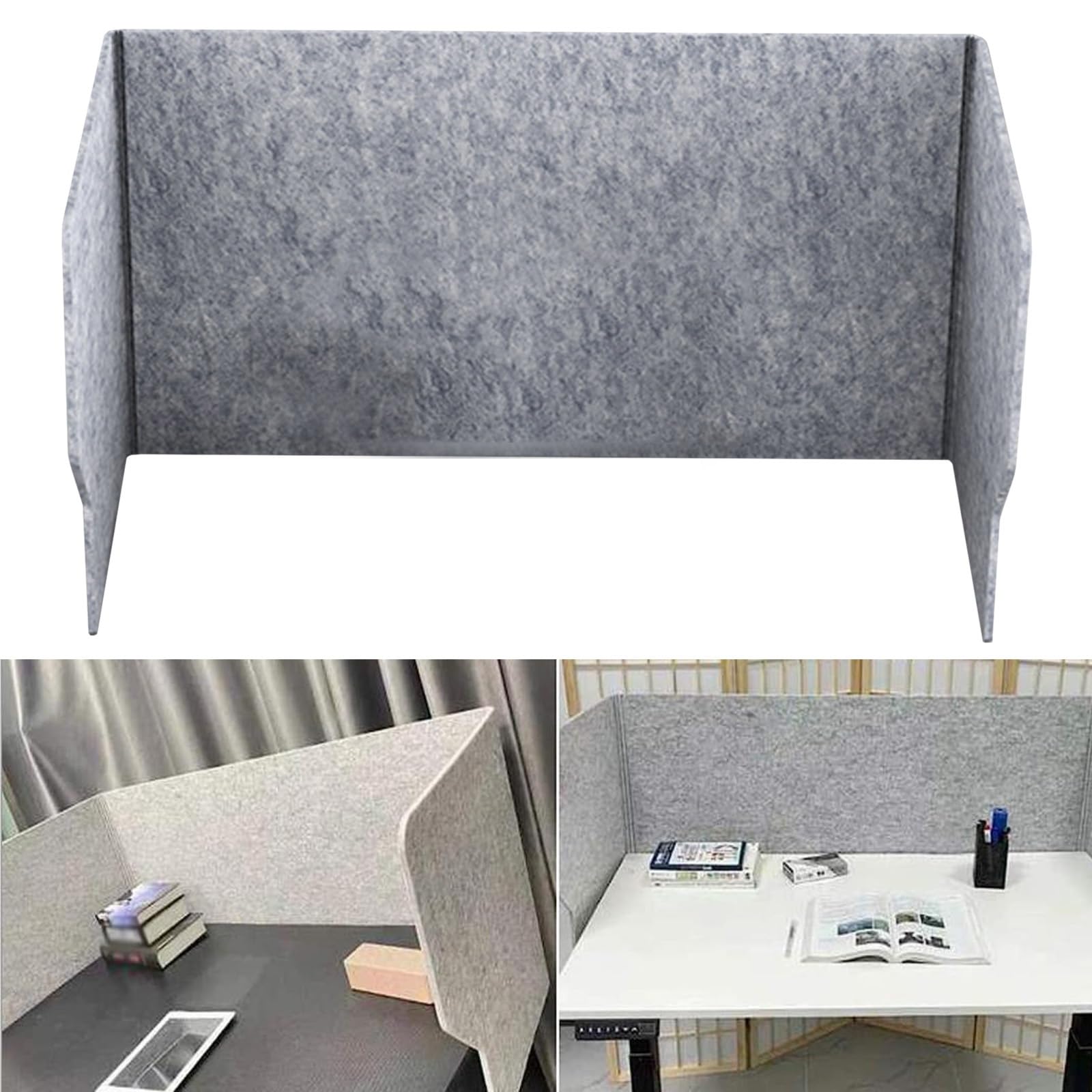 TOGEVAL Filz Schreibtischtrennwand 40x30cm - Sichtschutz Für Büro & Homeoffice Hellgrau