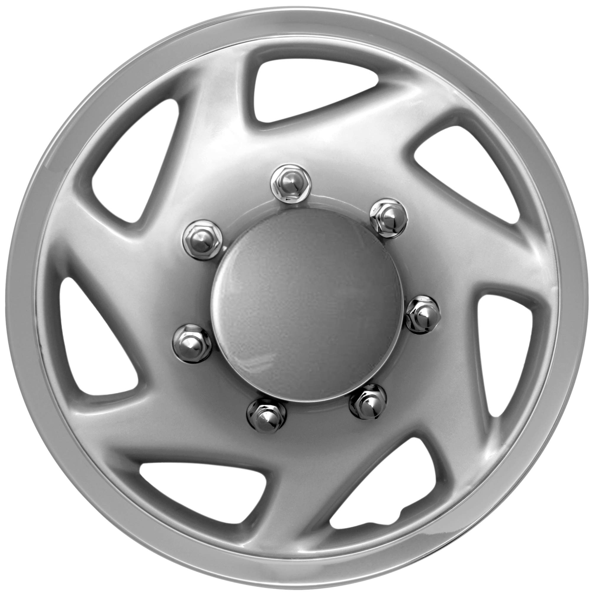 16 inch Hubcaps Best for Ford Cargo Van & Truck - Set of 4 Wheel Covers 16in Hub Caps All Silver Rim Cover - Car Accessories for 16 inch Wheels - Snap On Hubcap Auto Tire Replacement Exterior Cap