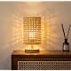 AFORTLO Table Desk Lamp,Small Rattan Hollow-Out Wicker Bamboo Boho Decorative Nightstand Night Light Solid Wood Base Lamp for Bedroom,Living Room,End Table or Office with Bulb(Rattan Hollow-Out) Product Image 1