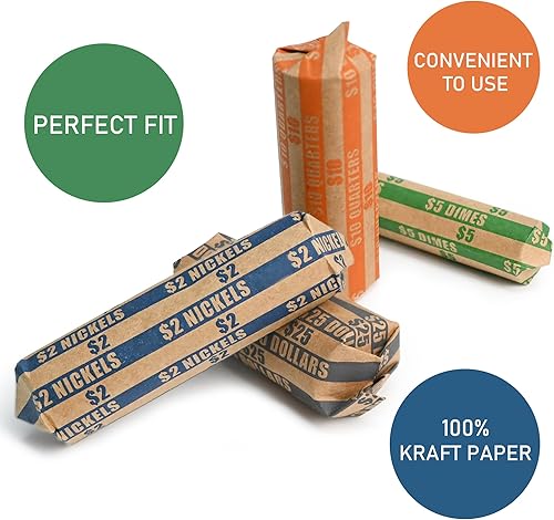 Miniatura 10 de L LIKED Paquete de 150 envoltorios de monedas planos a rayas (150 surtidos)