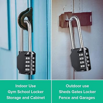 BeskooHome Combination Padlock Outdoor, 4 Digit Resettable Locker Padlocks
