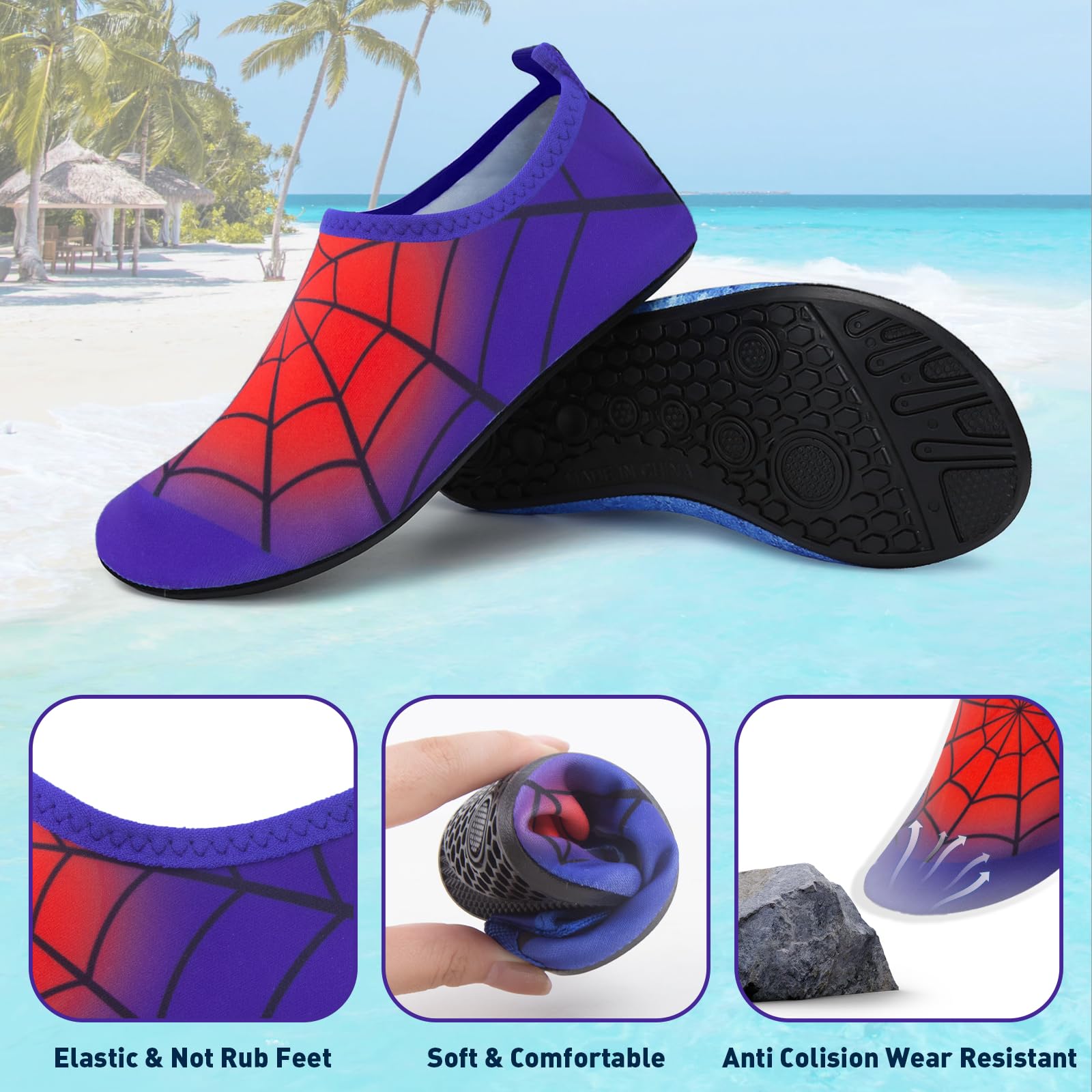 Escarpines Niño Niña Zapatos de Agua Playa, Transpirable Secado Zapatillas de Acuáticos, Calcetines Piscina Niño Escarpines Bebe Verano Barefoot Calzado Aqua Surf Buceo