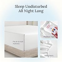 Vista 12 de California Design Den - Sábana ajustada de algodón, suave, 400 hilos, 100 % algodón, elástico que no se zafa, bolsillos profundos, refrescante