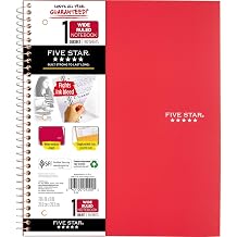 Five Star Spiral Notebook, 1 Subject, Wide Ruled Paper, 10-1/2" x 8", 100 Sheets, Assorted Colors, Color Will Vary, Office Product , 1 Count 05200