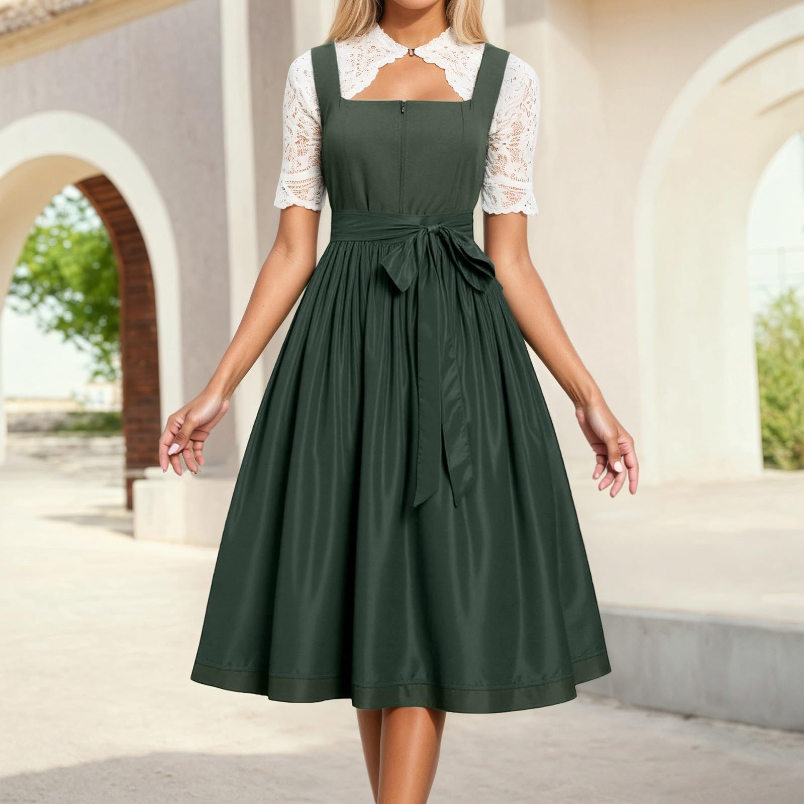 Generico da Donna Abito Tedesco Vestito da Cosplay Oktoberfest Festa Gilet in Pizzo Grembiule Gonna Abbigliamento Popolare Europeo Tradizionale