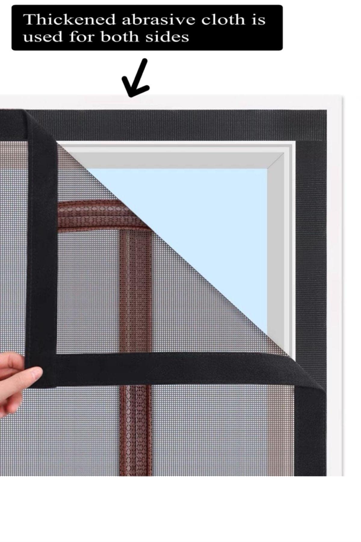 Anti-Moskito-Türvorhang für Zuhause, Schlafzimmer, Seite offen, magnetisch, selbstsaugend, Türaufkleber, stanzfrei, selbstklebend, 90 x 220 cm, schwarz
