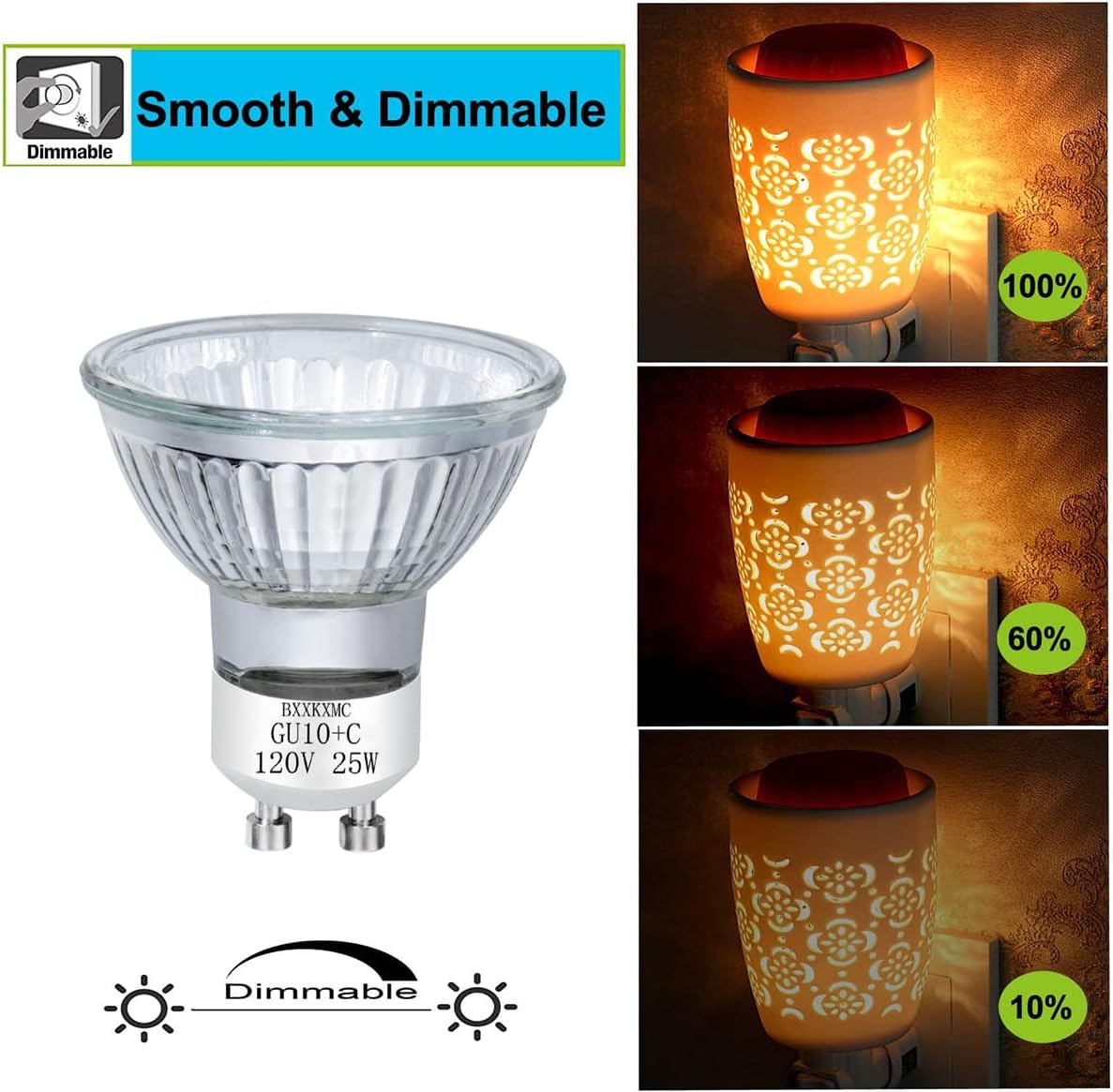 Halogen Bulb 25W NP5 Candle Warmer ETC Replacement Light Bulb (4 Pack) Halogen GU10 120V for Wax Melt, Tart Burner, Recessed, Track Lighting, MR16 JDR with Glass Cover, Dimmable, Warm White 2700K…