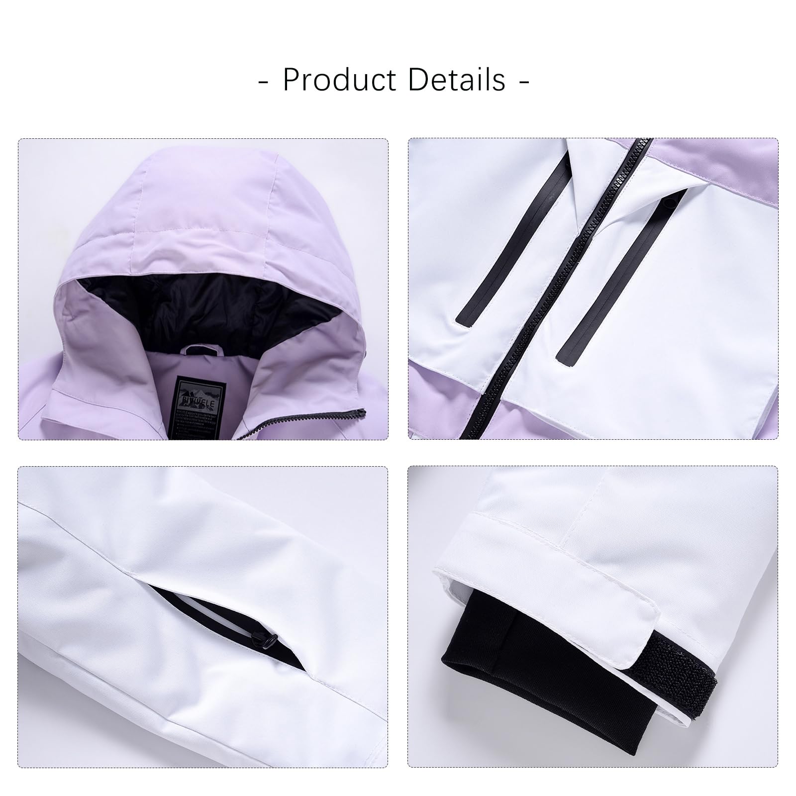HOTIAN Conjunto de chaqueta y pantalones de esquí para mujer, 2 piezas, traje de esquí para mujer, resistente al agua, cortavientos, invierno, exterior, cálido, esquí, ropa de esquí para mujer