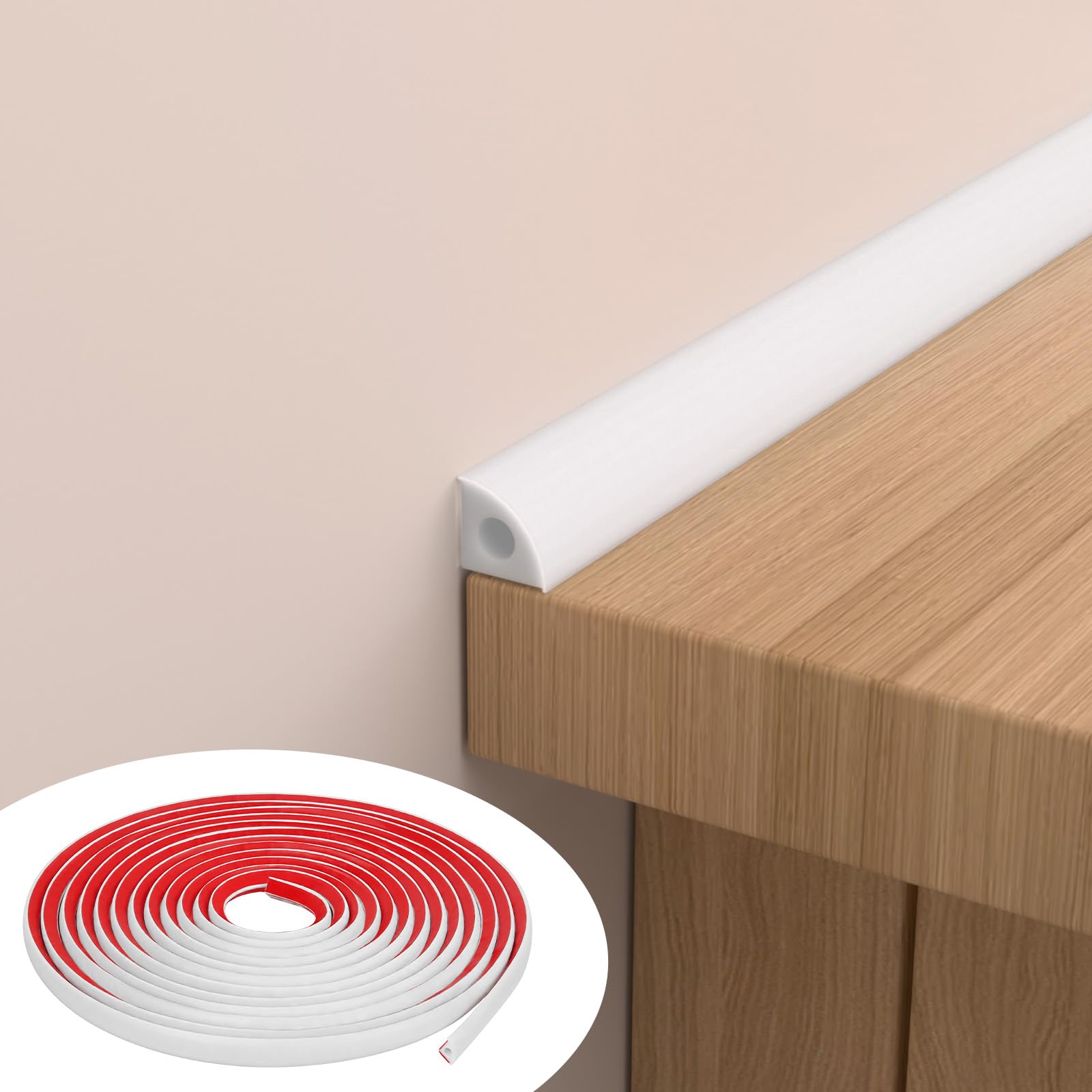 JSIWOTH Flexible Quarter Round Molding 10 m Hollow Peel and Stick Trim