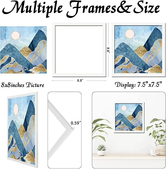 White 8x8 Picture Frame, Lightweight Sturdy Gallery Wall Decor