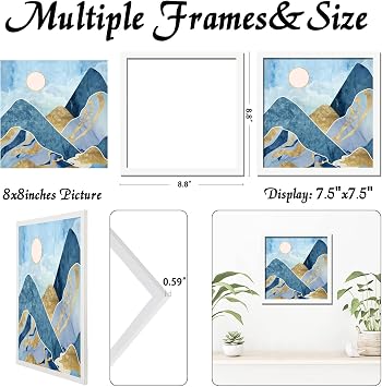 White 8x8 Picture Frame, Lightweight Sturdy Gallery Wall Decor
