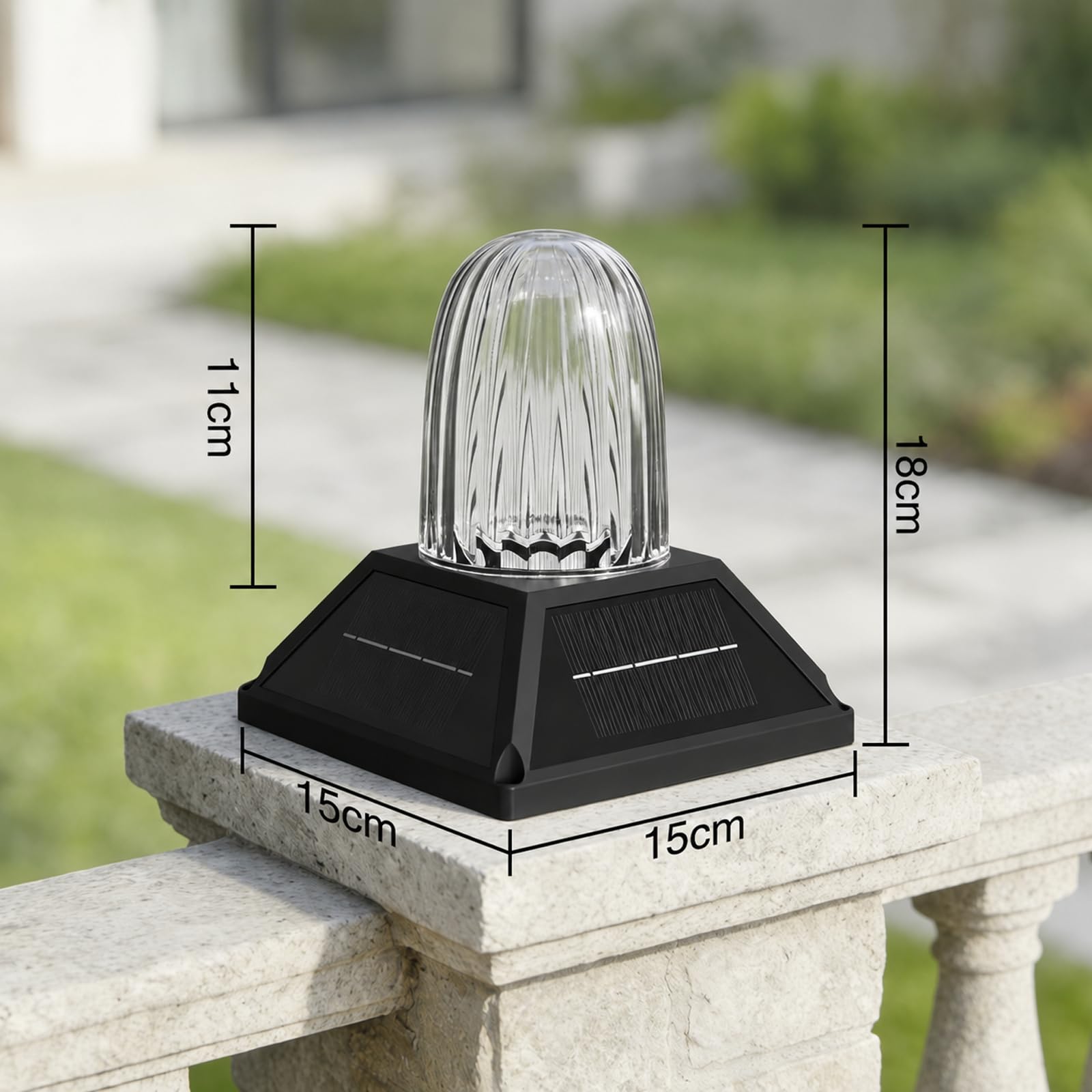 Sockelleuchte Außen, Solar Wegeleuchte für Garten mit Fernbedienung, Pollerleuchte für Terrasse, Patio, Gartenwege, 3000K/4000K/6000K ＆ 2 Helligkeitsstufen, 2400mAh, Schwarz