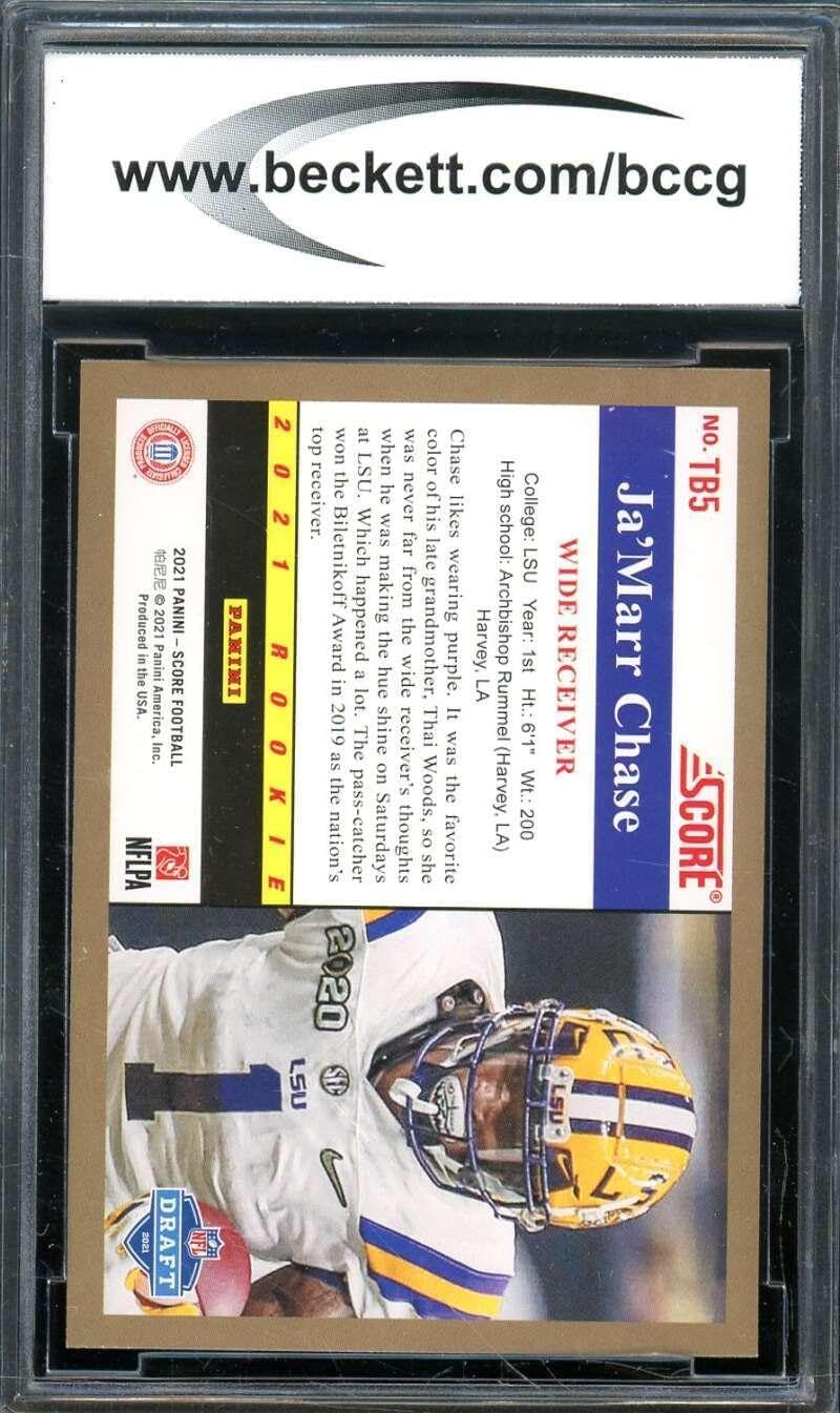 Ja'Marr Chase Rookie Card 2021 Score '91 Throwback #TB5 BGS BCCG 10 - Unsigned Football Cards