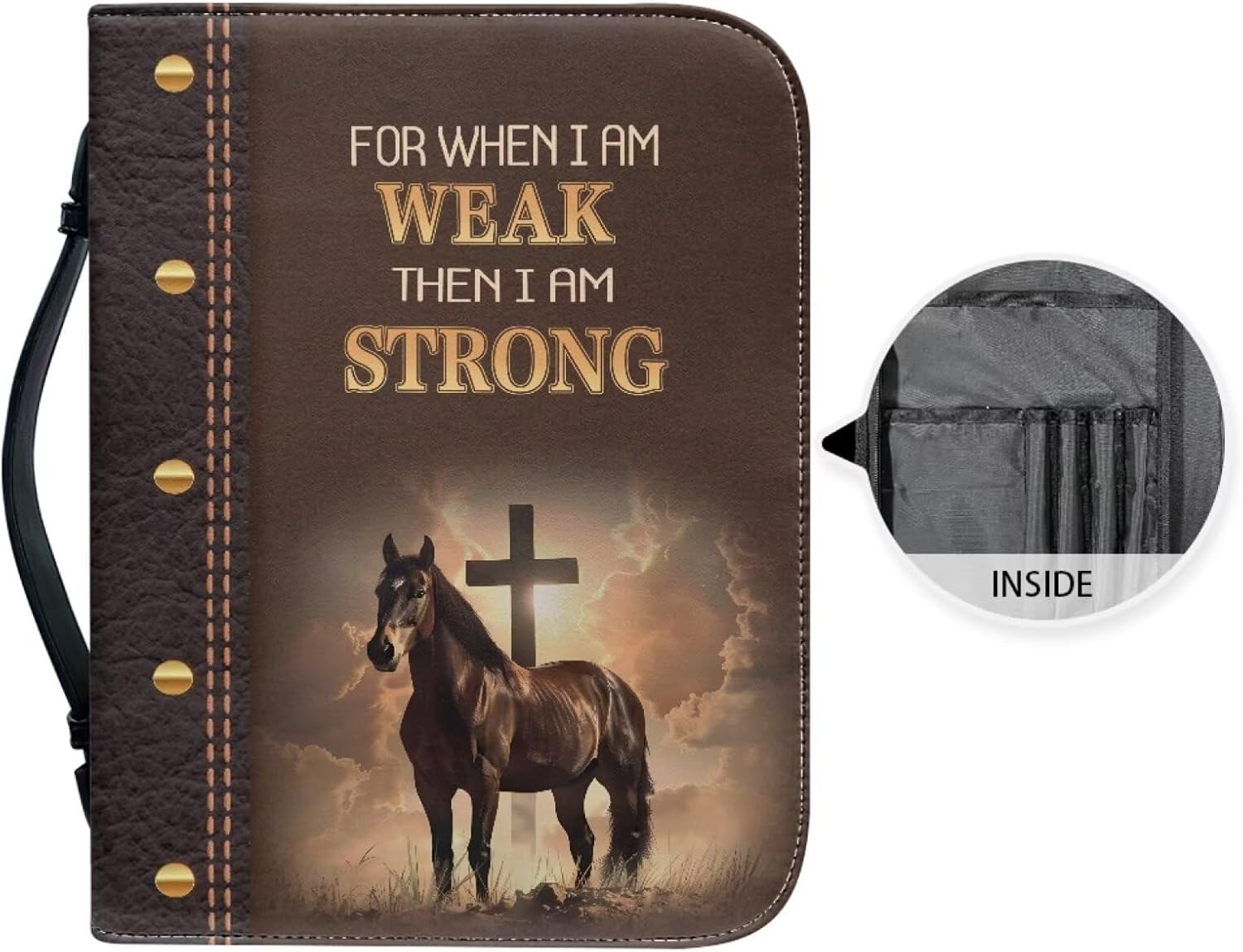 Leather Bible Case for Women Men Bible Cover with Handle Large Book Carryying Case Fashion Bibles Protector