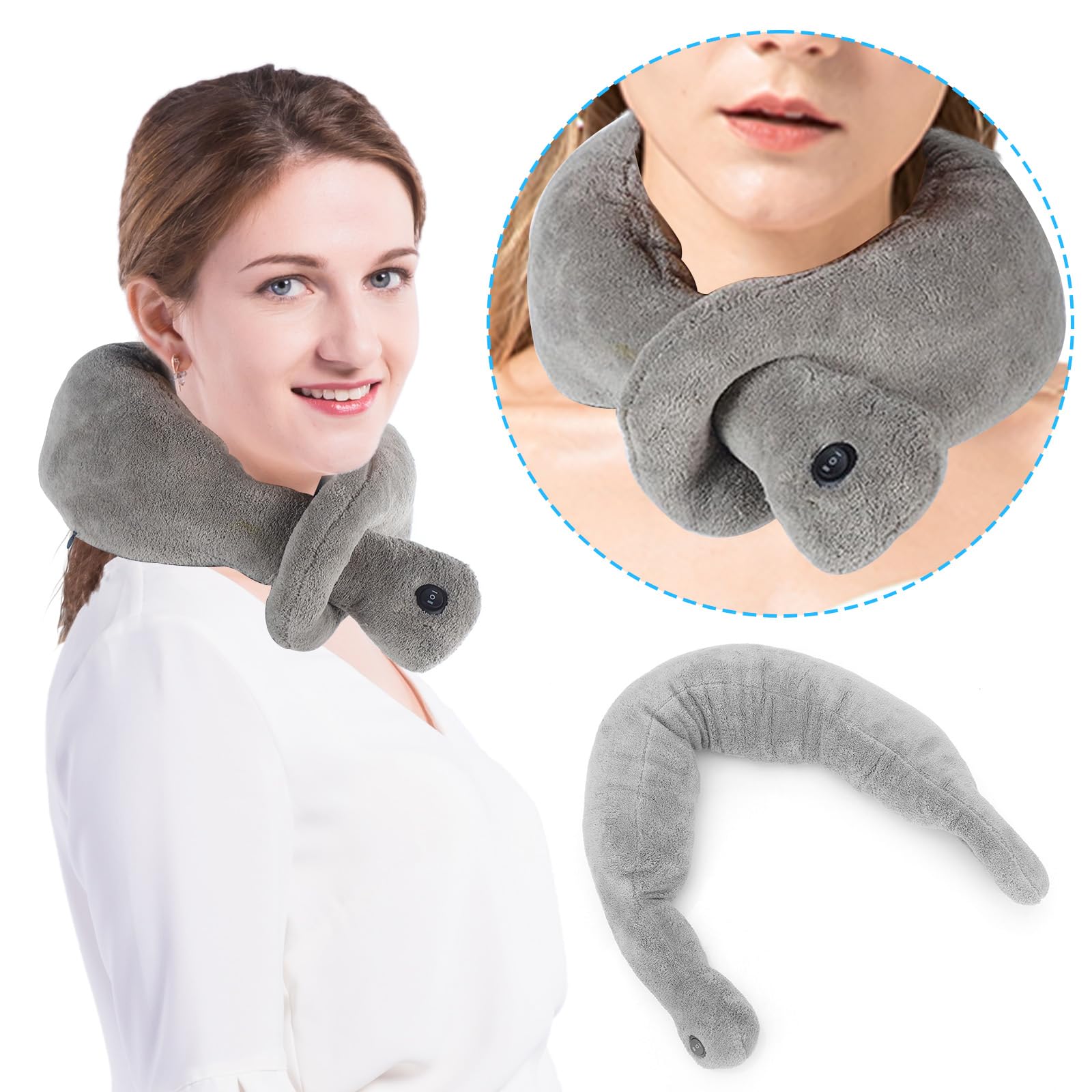 Oreillers de Massage Vibrants, Coussin de Thérapie du Cou Doux pour Soulager la Douleur, Détendre Les Muscles, Soulager Le Stress