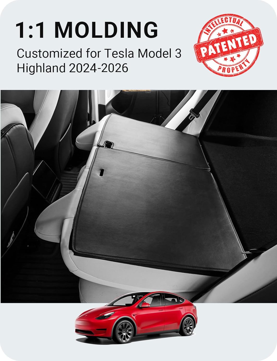 BASENOR Backrest Protector for 2026 2025 2024 Tesla Model 3 Highland 2nd Row Seat Back Cover All-Weather Kick Mats Leather [Proprietary Design] Scratch-Resistant Model 3 Interior Accessories 2PCS