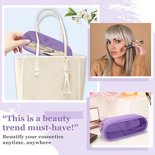 Miniatura 6 de izuzta Mini bolso de maquillaje de nylon pequeño bolso lindo Preppy cosmético cremallera bolsa, Púrpura