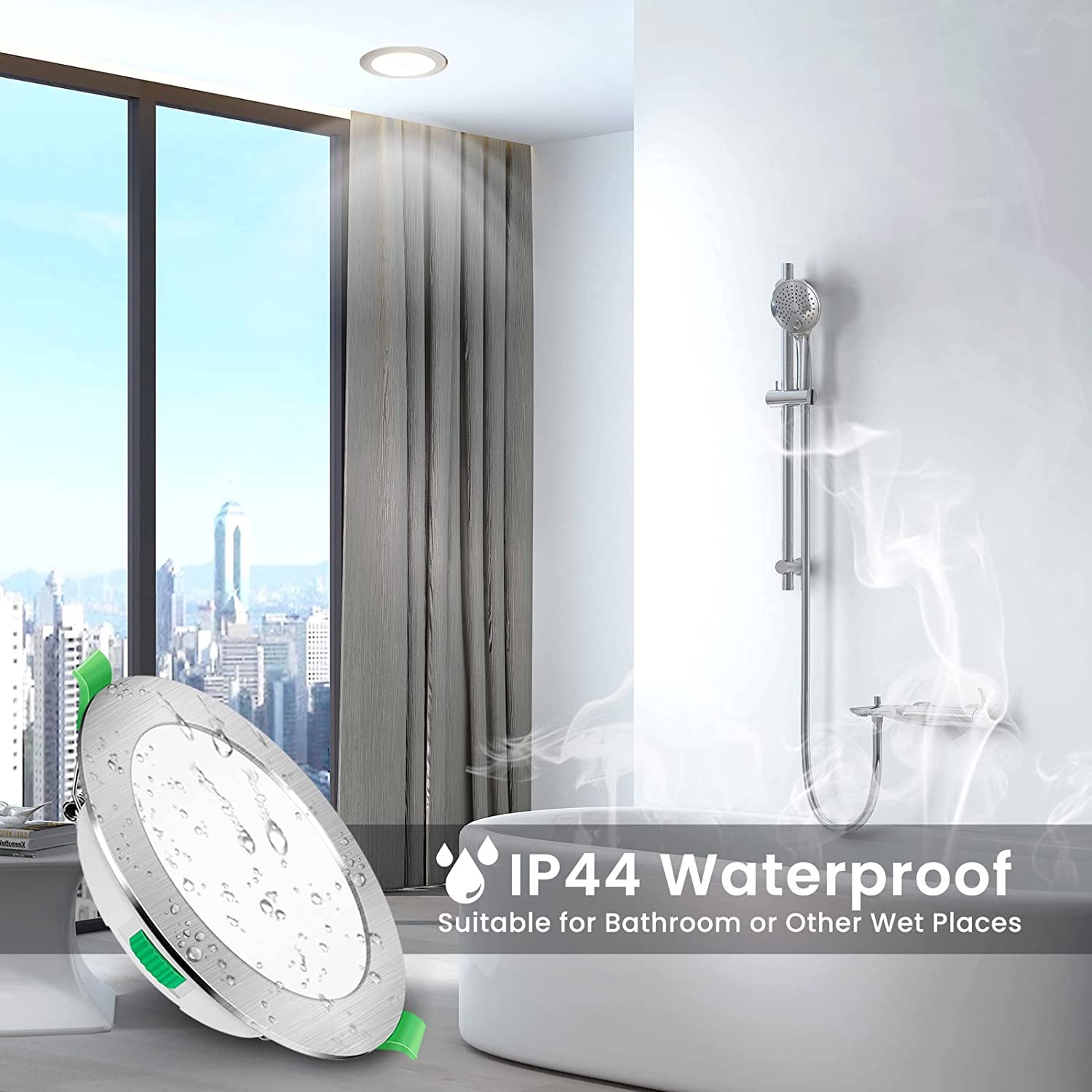 LED Einbaustrahler 230V 7W Dimmbar Ultra Flach Einbauleuchten, 580lm IP44 Rund Chrom gebürstet Deckenspots, Warmweiß 3000K Neutralweiß 4000K Kaltweiß 6500K Einstellbar Deckenstrahler, 12er Set
