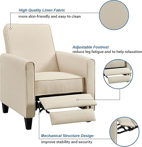 Miniatura 3 de Naomi Home Olivia - Silla reclinable tapizada para club color cremalino