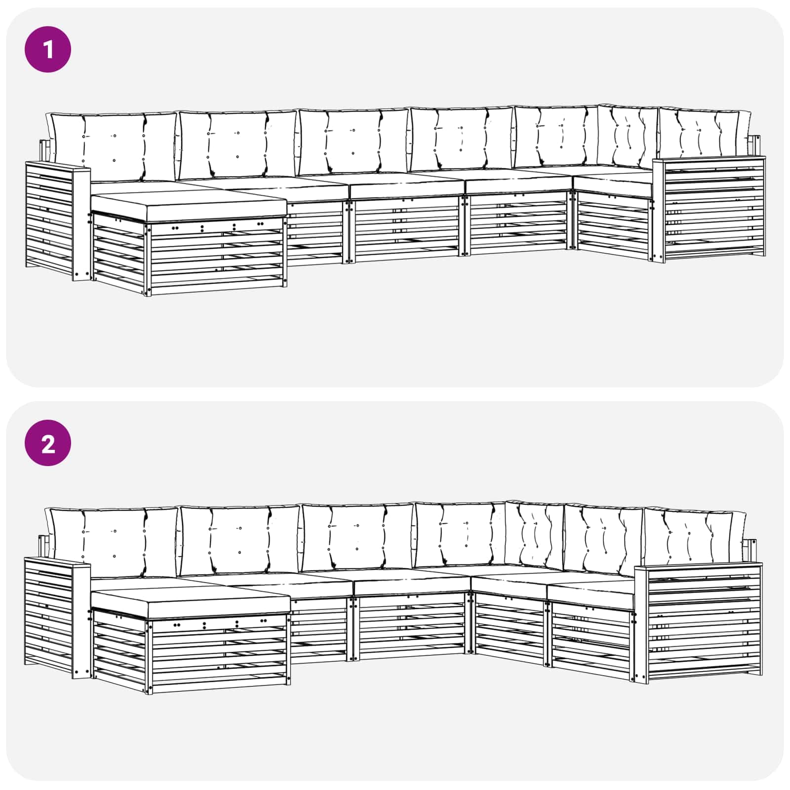 vidaXL Zestawy sof 7 pcs Naturalny i Beżowy Lite Drewno Akacji, Ogród, Wygodny zestaw wypoczynkowy, Siedzenie na zewnątrz, Patio, Nowoczesny taras, Meble wygodne