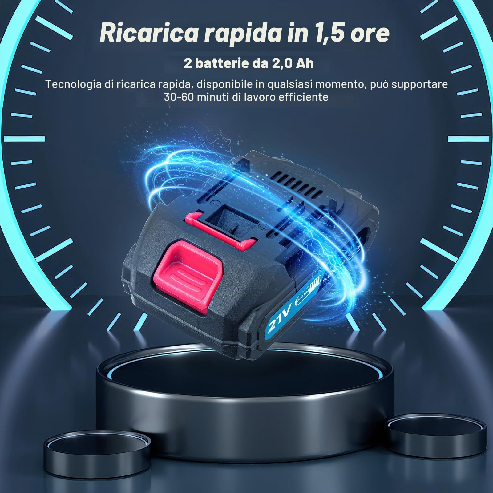 Sega Universale a Batteria da 0–4000 Giri/Min 21V Senza Fili con Luce a LED e Batterie da 2 x 2000mAh Caricatore Rapido 8 Lame per Legno Metallo PVC per Cantieri Giardino