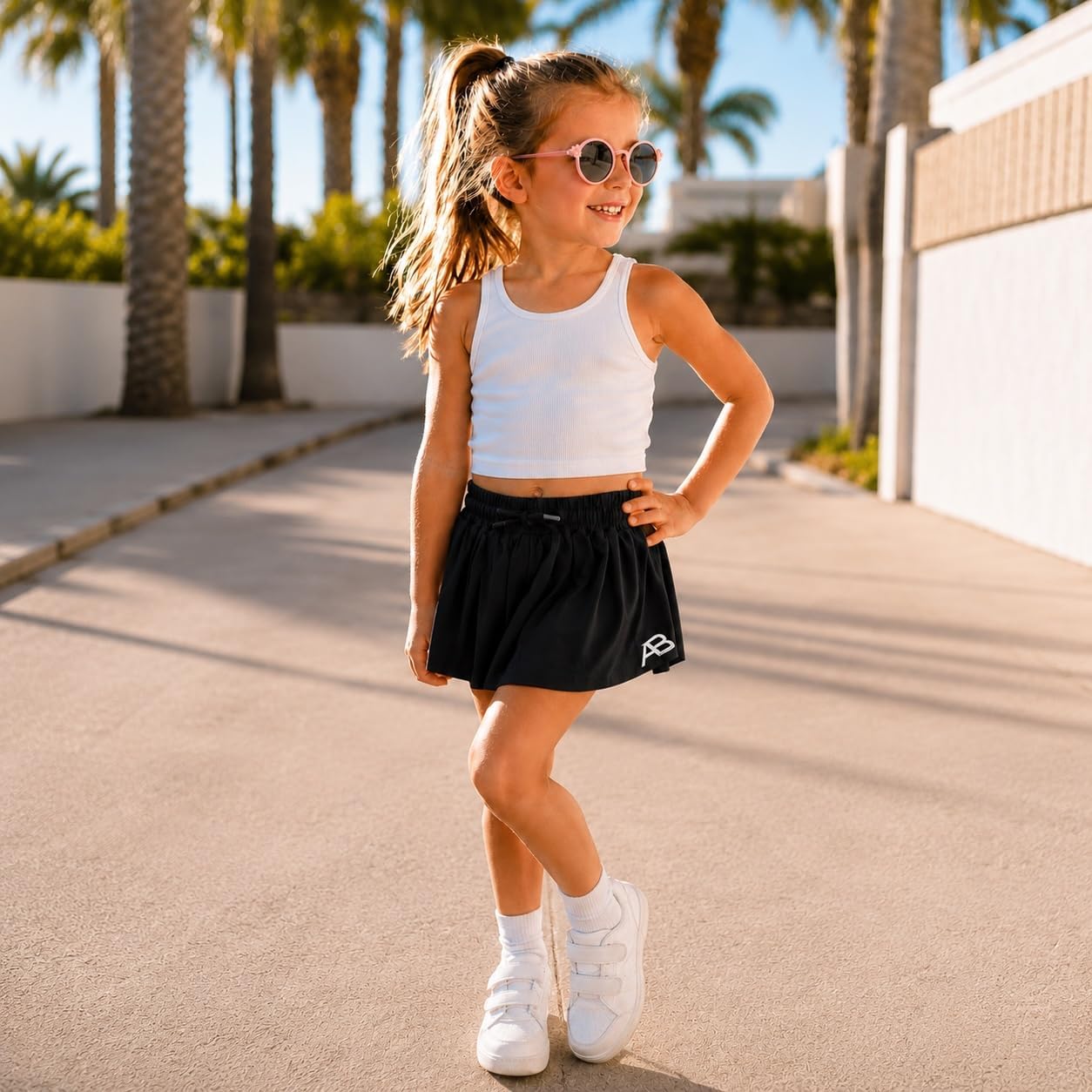 Active Baby Athletic Skirt Built in Shorts, Girls Skort, Toddler Tennis Skirt, Gymnastics, Golf. Butterfly Flowy