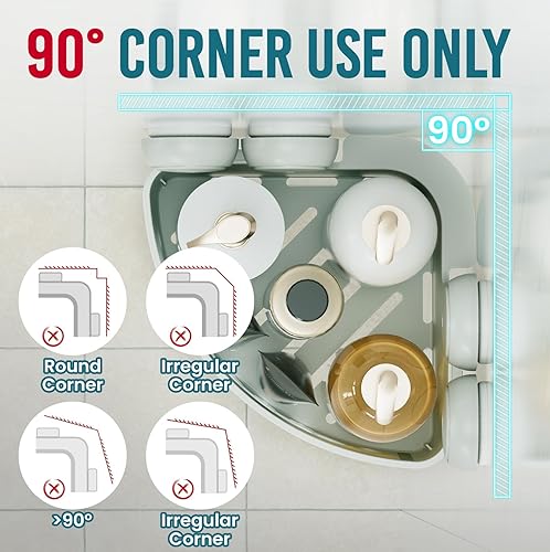 Miniatura 5 de TAILI Organizador de ducha esquinero con ventosas, organizador de pared de plástico para baños pequeños, cocina, cesta de estante resistente