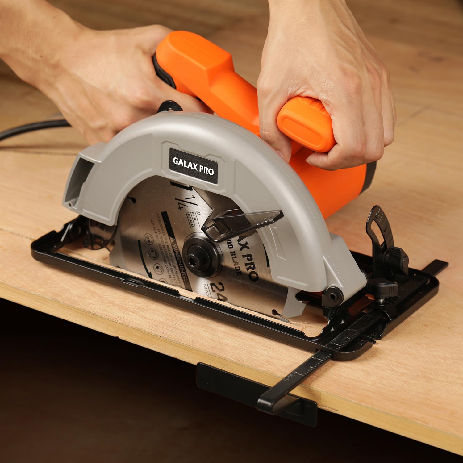 GALAX PRO Kreissäge, 1400W Maximale 6000RPM, Einstellbare Schnitttiefe und -winkel: 62 mm (90°) - 48 mm (45°), Sägeblatt-Ø: 185mm, für Holz, Weichmetall, Plastik, PVC