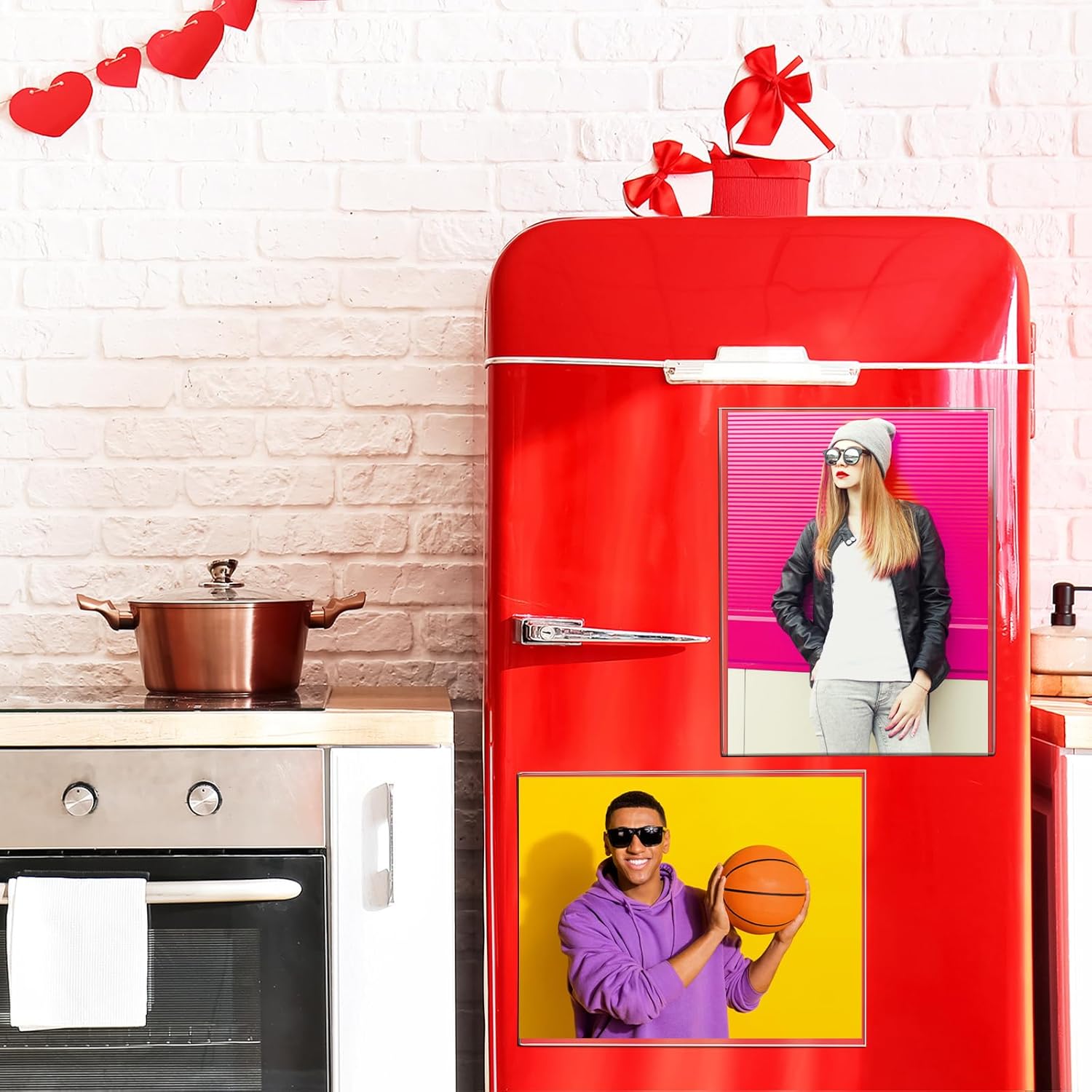 CroBlissful 2 Pcs Acrylic Magnetic Photo Frame for Fridge Large Magnetic Picture Frames Clear Magnetic Acrylic Frame for Locker Cubicle Display Children Artworks and Schedules (11 x 14 Inch)