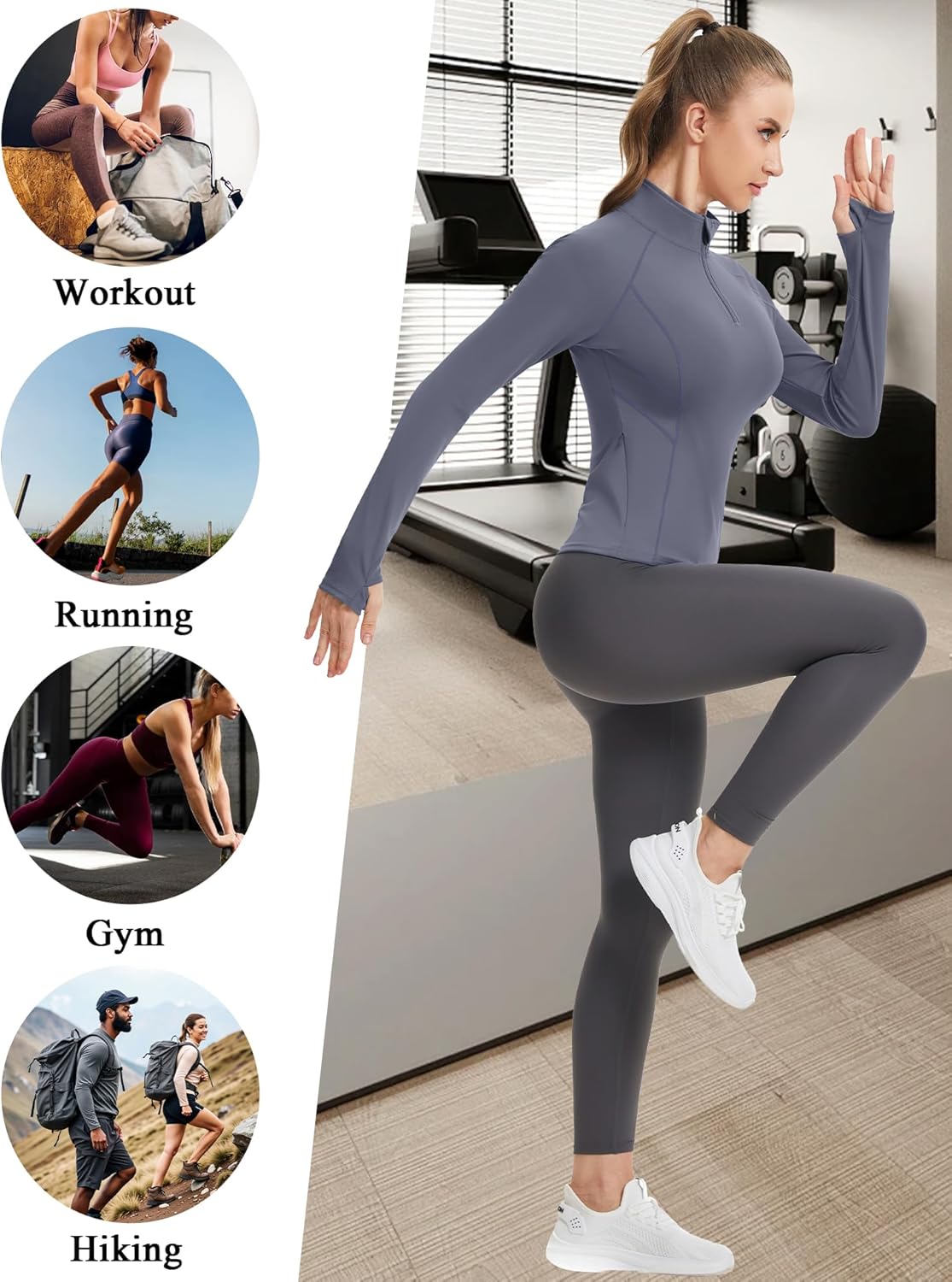 LUYAA Womens Long Sleeve Workout Tops Quater Zip Pullover Running Athletic Jacket with Pockets - Image 5