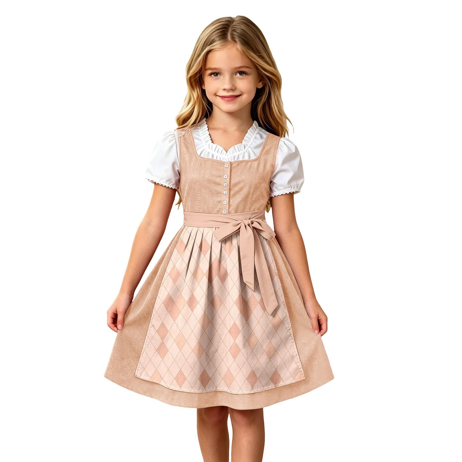 Girls Oktoberfest Costume Bavarian Beer Festival Dirndl Dress with Apron
