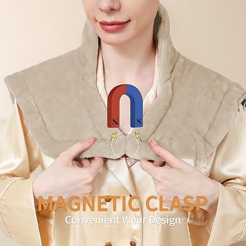 Miniatura 2 de Almohadilla térmica para alivio del dolor de cuello y hombros y espalda (camello, 19 x 22 pulgadas)