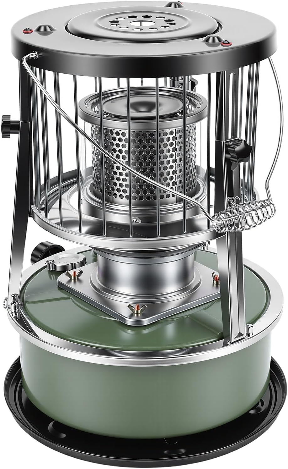 Portable Kerosene Heater, Adjustable Height 5.2L Tank 20-25 Hours Heat 2.6KW Output for Garage Camping Emergency, with Safety Net and Accessories